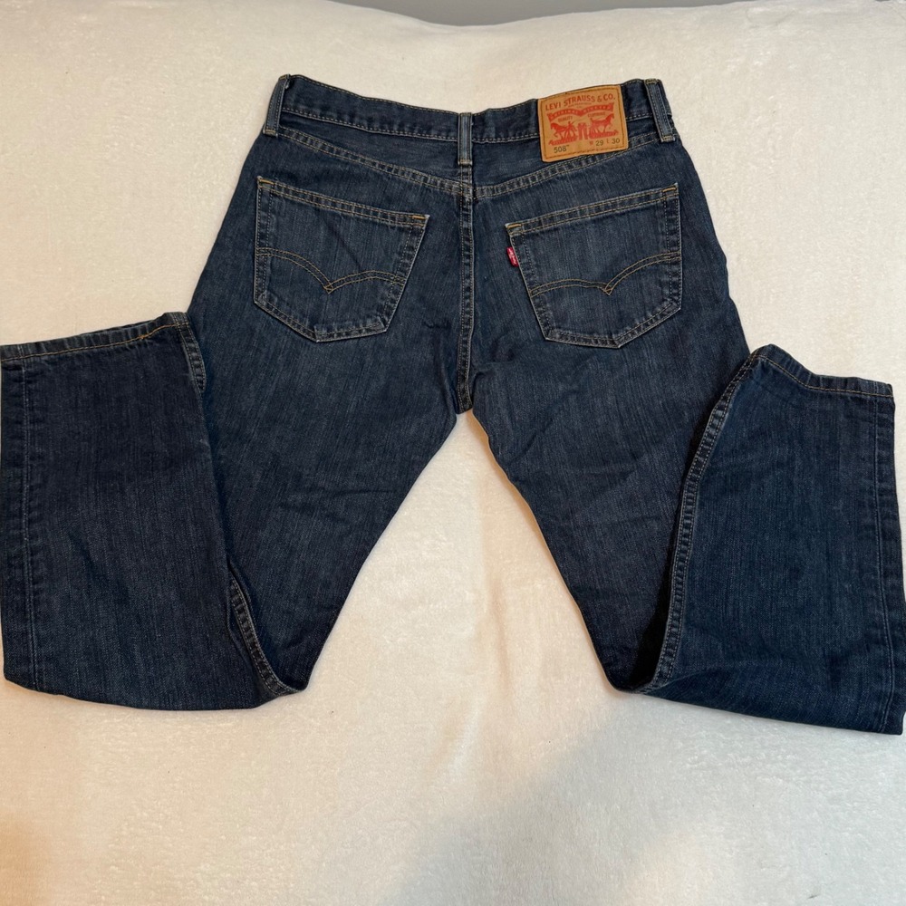 Levis 508 Regular Taper Fit Jeans Mens 29x30 Dark Wash Indigo Blue Denim - Picture 3 of 6